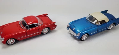 Both '97 Road Champs Corvette Classics '54 '55 Corvette Roadster Blue Red 1/43 - Image 1 of 4