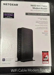 Netgear N600 Kabel WiFi Modem Router Docsis 3.0 Model C3700v2 z kablem zasilającym - Zdjęcie 1 z 6