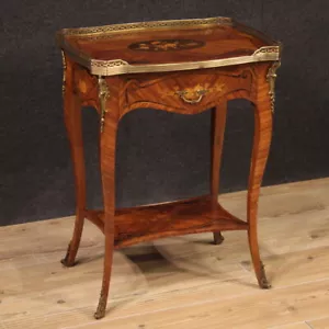 Tavolino intarsiato in stile antico arredamento vintage mobile comodino XX sec - Foto 1 di 12