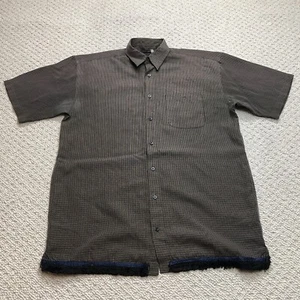 Haggar Button Down Shirt Mens XLT Brown Check Plaid Tunic Luxury Microfiber Soft - Picture 1 of 10