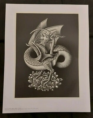 M.C. Escher "Dragon" Approx 34cm x 43cm Poster Picture / "Dragon" / G. W. Breughel - Image 1 of 4