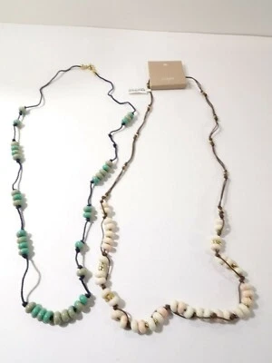 J.Crew Factory Mujer Perlas en Cuerda Collar NUEVO CON ETIQUETAS 32.50 Crema Marrón Turca Set 2 Foto 1 de 4
