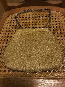 Vintage Harry Levine HL USA Purse Handbag Gold Sparkle Adjustable Chain Handle - Picture 1 of 7