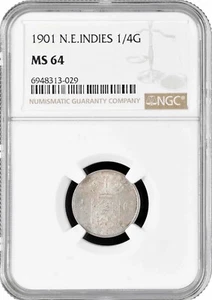 Netherlands East Indies 1/4 gulden 1901, NGC MS64, "Wilhelmina (1890 - 1948)" - Picture 1 of 2