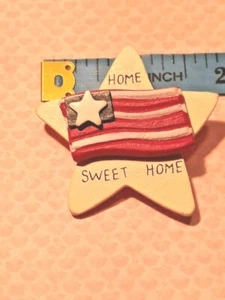 Vtg USA AMERICAN FLAG STAR Home Sweet Home Pin Brooch ~ Ships FREE - Picture 1 of 3
