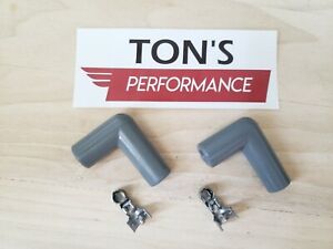 MSD IGNITION 3323 Spark Plug Boots & Terminals Pair 90 Degree Right angle Grey