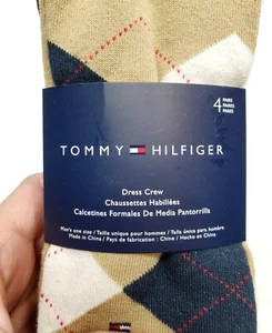 Tommy Hilfiger Men's 4-Pairs Dress Crew Socks Size 7-12 Light And Dark Argyle - Picture 1 of 5