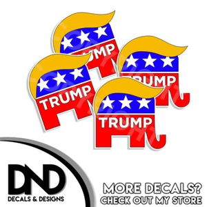 Adesivo decalcomania vinile repubblicano TRUMP GOP Elephant 2020 casco divertente confezione da 4 2,5" - Foto 1 di 2