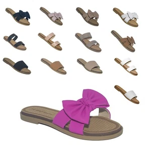 NUEVAS Sandalias para mujer con plantilla de espuma cómoda informal tanga punta plana abierta zapatillas zapatos - Imagen 1 de 43