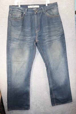 CHAMS MENS JEANS DENIM Distressed 38X33 EMBROIDERED POCKETS VTG 90s - Image 1 of 4