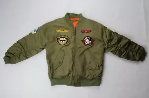 Chaqueta Bombardero Aviador Disney Flying Aces Parches Verde Oliva Mickey Kids M - Imagen 1 de 5