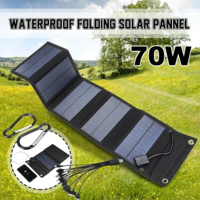 70W Faltbar Solarpanel Solarmodul PowerBank Handy USB Ladegerät Camping Wandern - Bild 1 von 4