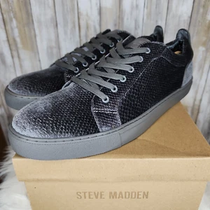 Steve Madden Men's Yali Velvet Low-Top Sneaker Grey 12 - Picture 1 of 14