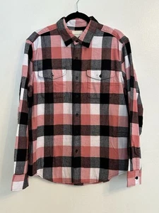 American Eagle Classic Fit Flannel Shirt Mens L Pink White Black Button Up NWT - Picture 1 of 5