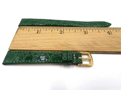 Pulseira de relógio NOS Speidel 13mm/R couro granulado croco verde fivela Y 318-530 (B90) - Imagem 1 de 3
