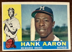 1960 TOPPS HANK AARON BASEBALL CARD #300 VG-EX+ CREASE READ DESC - Picture 1 of 18