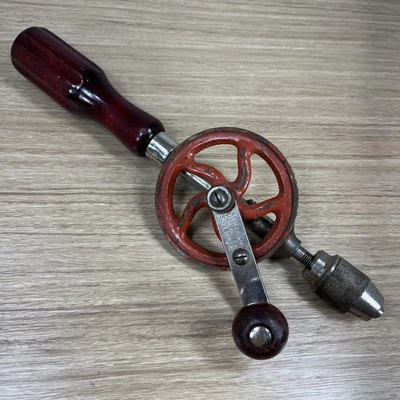 Taladro manual de manivela Mohawk vintage de 11” con asas de madera hecho en EE. UU. Foto 1 de 4