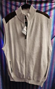 Chaps Lead Table - Size XL - Full Zip Vest Gray w/Brown Accents - New with Tags - Picture 1 of 19