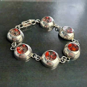 Vintage 960 SILBER Argentium rot Huayruro Samen Tennis Armband peruanisches Glück - Bild 1 von 14