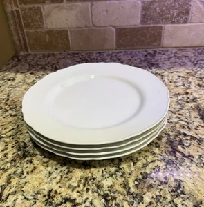 Four (4) Ikea ARV White Dinner Plates Scalloped Rim ~ NEAR MINT Condition - Picture 1 of 9