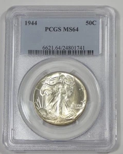 Medio dólar Walking Liberty 1944 certificado graduación profesional MS 64 plata 50c - Imagen 1 de 4