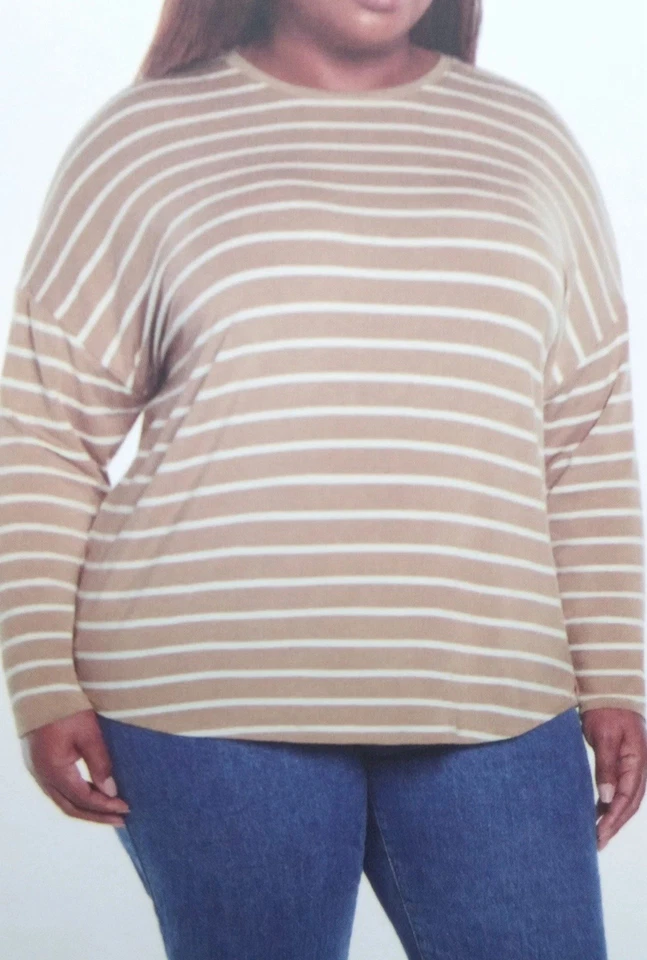 Gap Women's Soft Slub Scoop Neck Long Sleeve T-Shirt Tan Size XL