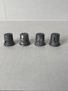 Set Of 4 Pewter Thimbles Canada Rome Pineapple Flowers Bell Statue Of Liberty - Picture 1 of 6
