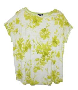 Chaps by Ralph Lauren Womens Green White Floral Top T-Shirt 1X - Picture 1 of 8