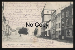 #1439 AK Bastogne Ardennen Belgien La Place Saint-Pierre Straßenansicht gel.1914 - Picture 1 of 2