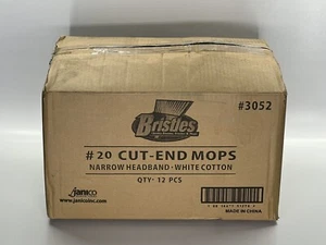 Box of 12 - Bristles #20 Cut End Mop Heads | White Cotton | Narrow Headband - Picture 1 of 5
