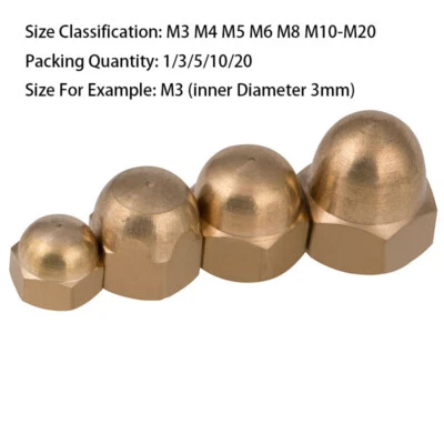 Acorn Cap Dome Nuts Solid Brass Dome Nuts M3 M4 M5 M6 M8 M10-M20 4.8 Level