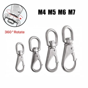 Stainless Steel Large Swivel Lobster Clasps Carabiner Snap Keychain M4 M5 M6 M7 - Picture 1 of 15