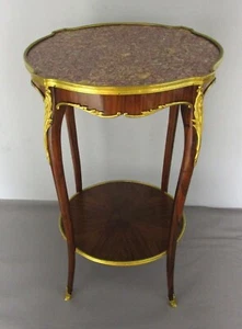 Finest Antique FRENCH ART NOUVEAU Tea Table Rosewood & Rare Marble, circa 1900 - Picture 1 of 9