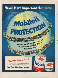 1951 Oil Gas Mobil Station Dealer Vintage Print Ad 50s Globe World Cars Autos - Picture 1 of 9