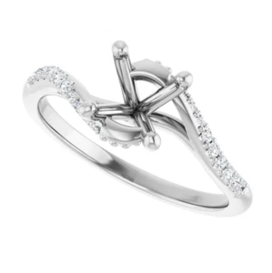 Bypass Round Cut 7mm Platinum Natural Diamond Engagement Women Ring Semi Mount - Picture 1 of 5