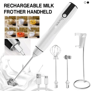 USB Rechargeable Electric Egg Beater Milk Coffee Frother Drink Foamer Mixer Tool - Picture 1 of 15