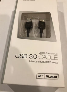 USB 3.0 Monoprice Ultra Slim Series 2ft USB-A to Micro B 3.0 Cable - Black - Picture 1 of 8