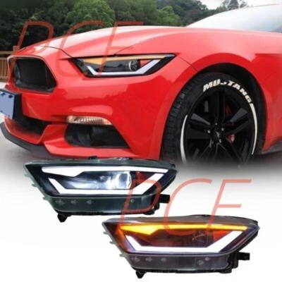 FOR Ford Mustang 15-17 DRL Projector Turn Signal Lamps Upgrade LED Headlights - Изображение 1 из 4