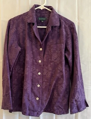 LAUREN RALPH LAUREN Women’s Monogram Rich Purple PAJAMAS SET Pjs Floral Sleep - Image 1 of 4