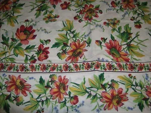 Vintage 2000 April Cornell rot, orange, gelb Blumen Tischdecke 117” x 59” Landhaus - Bild 1 von 9