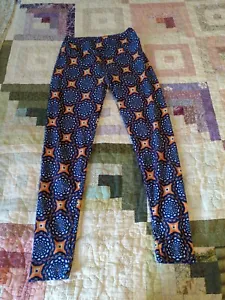Lularoe Tween Legging, Blue And Orange Geometric Print  - Picture 1 of 5