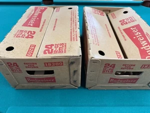 Vintage Budweiser Beer Hinged Flip-Top Waxed Cardboard 24 12 oz. Bottle Case - Picture 1 of 16