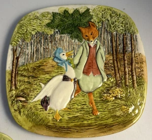 Plato decorativo Beswick Beatrix Potter Jemima charco pato foxy caballero 1979 - Imagen 1 de 3