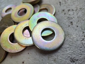 440-QTY, 3/4" SAE Extra Thick Flat Washers Grade 8 Steel Zinc Yellow, Ships Free - Picture 1 of 3