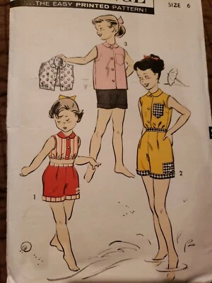 Vintage Advance Sewing #8304 Girl's 3-Piece Playsuit Pattern~Size 6/ Chest 24"~ - Image 1 of 4