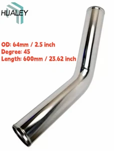 OD 64mm 2.5" inch 45 Degree Aluminium Turbo Intercooler Pipe Tube Tubing L=600MM - Picture 1 of 8