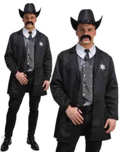Adult DELUXE COWBOY SHERIFF Western Wild West Fancy Dress Mens Costume or HAT - Picture 1 of 4