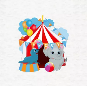 Children- Circus Seal & Elephant Fabric Craft Panels 100% Cotton or Polyester - Picture 1 of 1