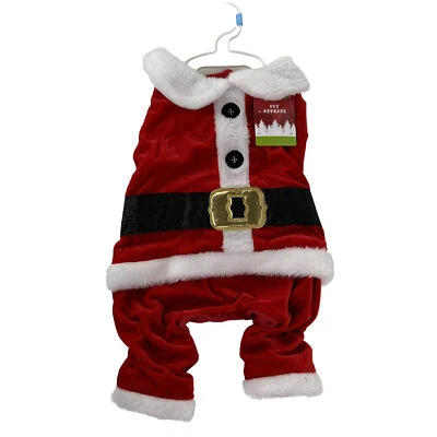 Pet Apparel Dog Christmas Santa Claus Red Velvet Costume Size Small - Image 1 of 4