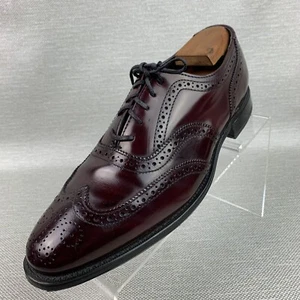 Nunn Bush Oxford Burgundy Leather Wingtip Brogue Round Toe Lace Up Shoes Size 9D - Picture 1 of 11